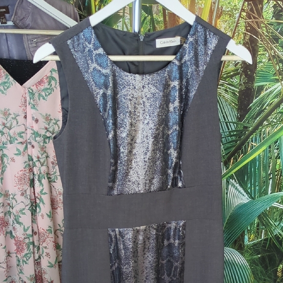 Calvin Klein Charcoal and Navy Women's Dress - Picture 1 of 4